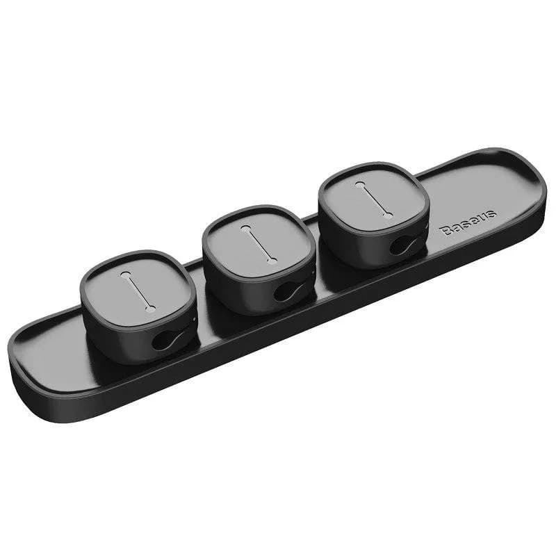ORGANIZATOR cabluri Baseus Peas, adeziv 3M, trei orificii destinate organizarii prevazute cu magneti, negru "ACWDJ-01" - 6953156254978 — miniatură