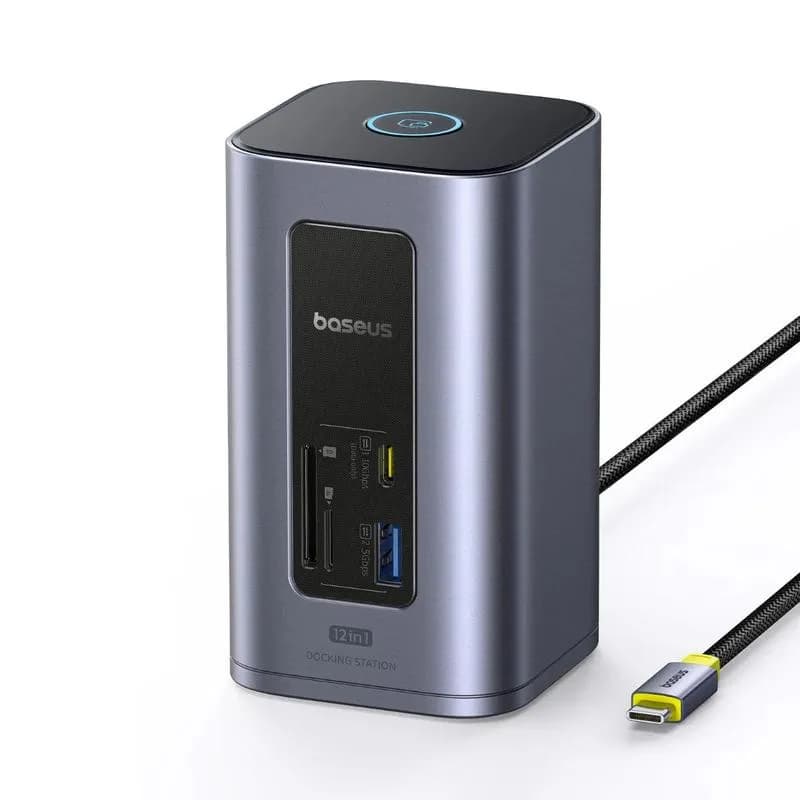 DOCKING STATION Baseus Spacemate RD1 12 in 1, input USB Type-C, output 2xHDMI 4K@60Hz, 2xUSB-C (10Gbps), 2xUSB-A (5Gbps), 2xUSB, 1xRJ45, card reader SD/micro SD, 1XUSB-C (PD), gri "B00568103813-00" - 6932172687137