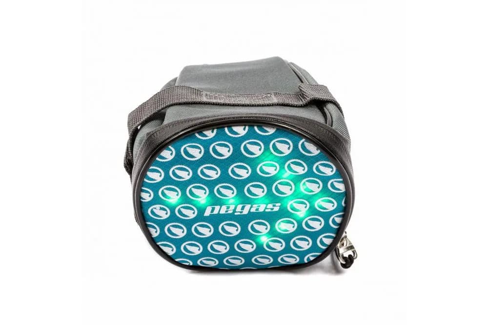 BORSETA SA PEGAS CU SEMNALZARE 30LED, CULOARE LED VERDE ROSU, BATERIE LITIU REINCARCABILA 650MAH, 180X120X110MM, GRI ALBASTRU — miniatură