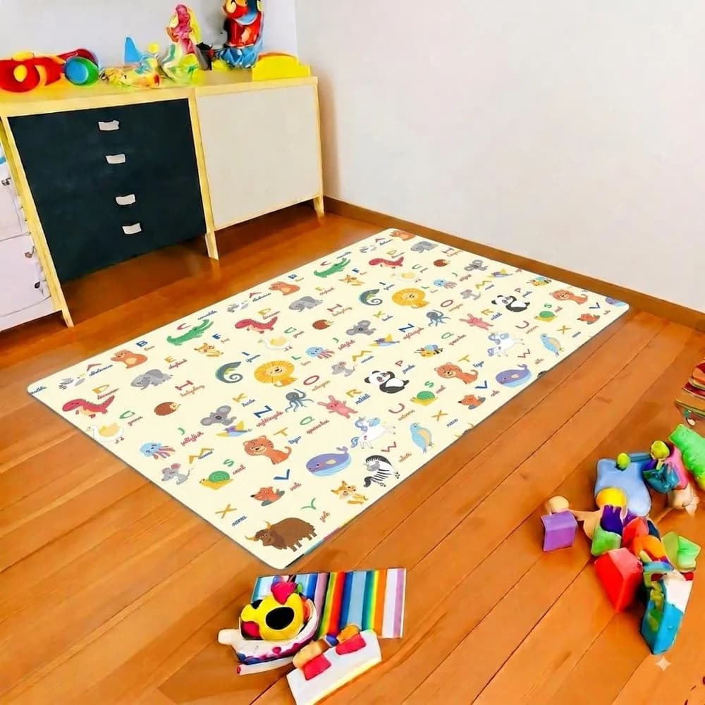 Covor de joaca pentru copii U-Grow, din spuma, pliabil, 2 fete, impermeabil, izolant, 180 x 120 x 1 cm, design educativ — miniatură