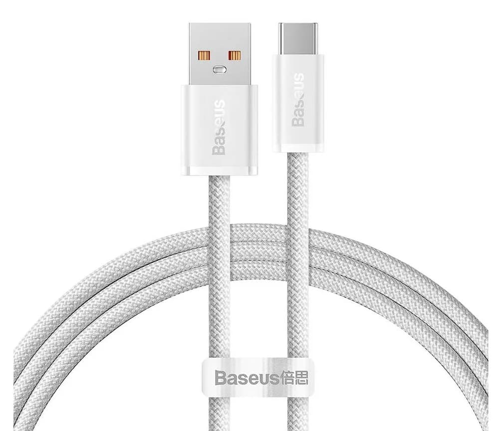 CABLU alimentare si date Baseus Dynamic, Fast Charging Data Cable pt. smartphone, USB la USB Type-C 100W, brodat, 2m, alb "CALD000702" - 6932172607463