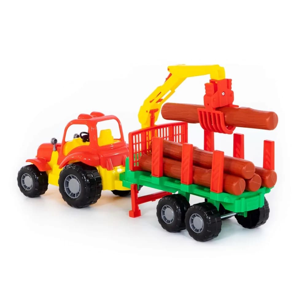 Tractor cu remorca + lemne - Hardy, 47x13x20 cm, Polesie — miniatură