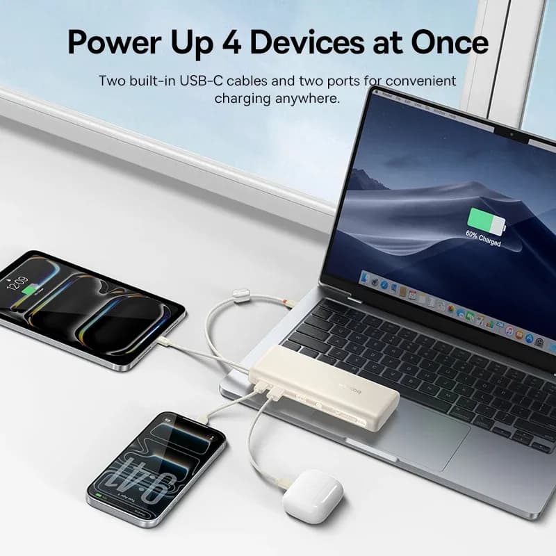 POWER BANK Baseus EnerFill FC41, display, cablu integrat retractabil 2 x USB Type-C, capacitate 20000mAh 100W, negru "E0028N03" - 6942521201822 — miniatură