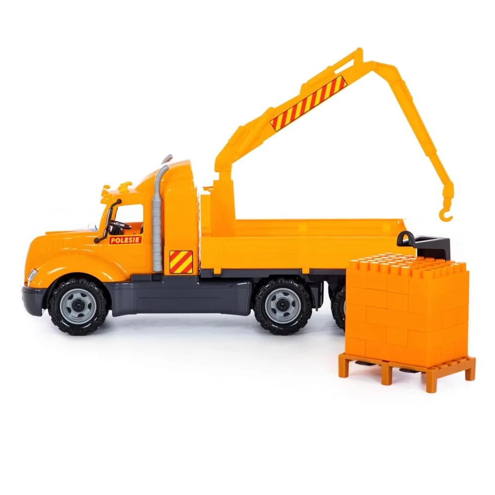 Camion-macara + palet cuburi - Mike, 53x19x26 cm, Wader — miniatură