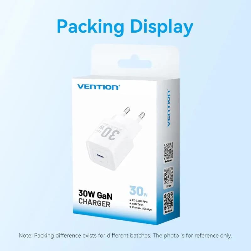 Alimentator retea Vention, 30W, 1 x USB-C, alb, "FEZW0-EU" -6922794790223 — miniatură
