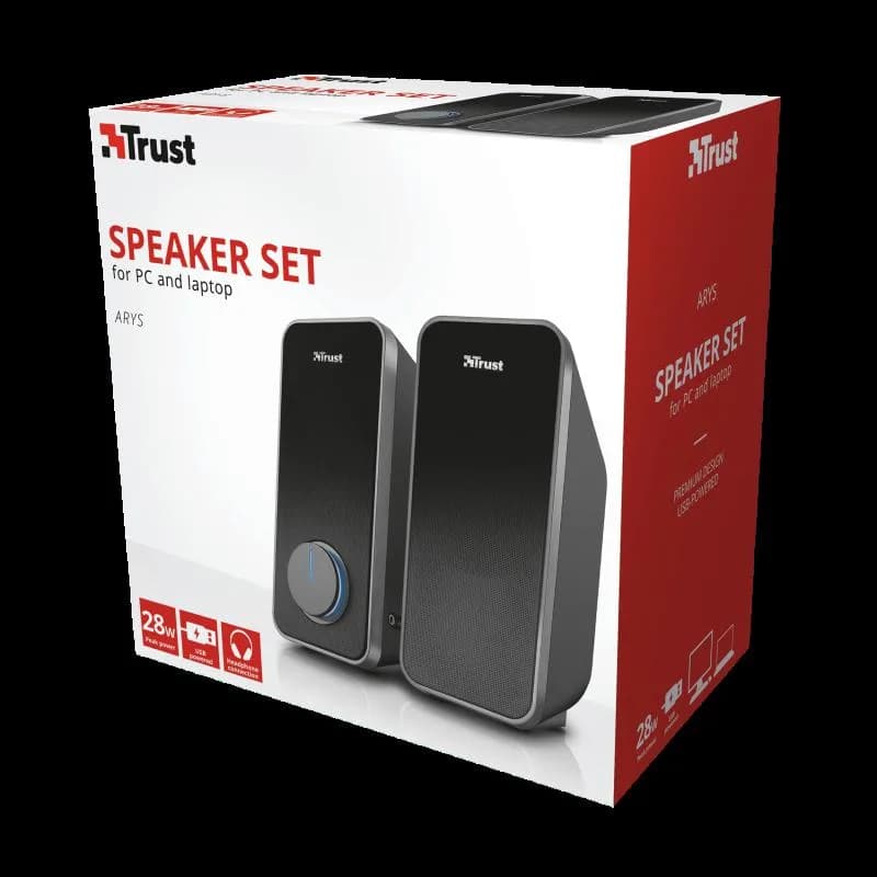 Boxe Stereo Trust Arys 2.0 Speaker Set, 28W, negru — miniatură
