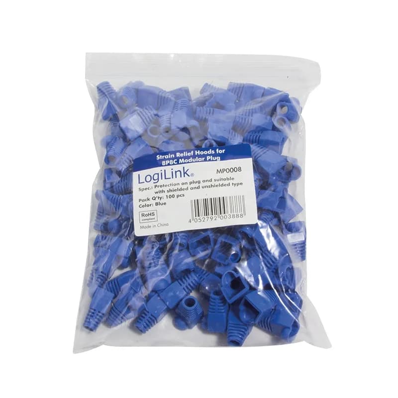 MANSON mufe RJ-45 LOGILINK pt. cablu UTP, FTP, SFTP, RJ-45 (T), plastic, 100 buc, albastru, "MP0008"