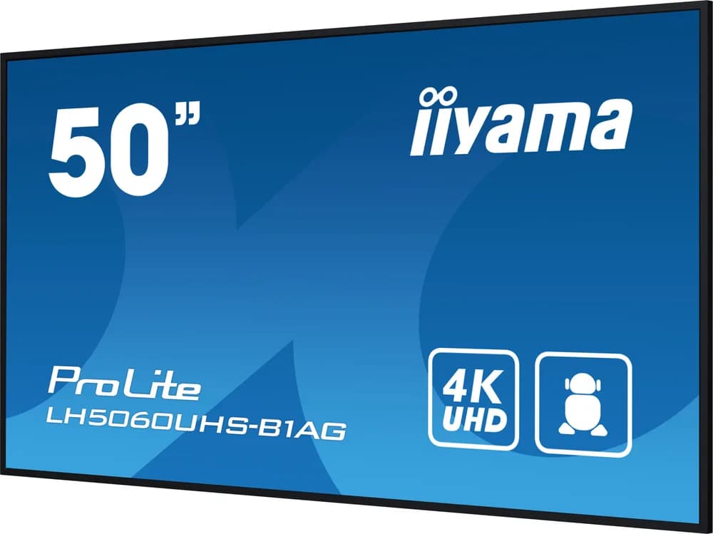 IIYAMA LFD LH5060UHS-B1AG 50" 4K UHD professional digital signage 3840x2160 16:9 500 cd/m2 1200:1 8ms Android 11 OS, iiSignage2, FailOver, EShare landscape, portrait "LH5060UHS-B1AG" — miniatură