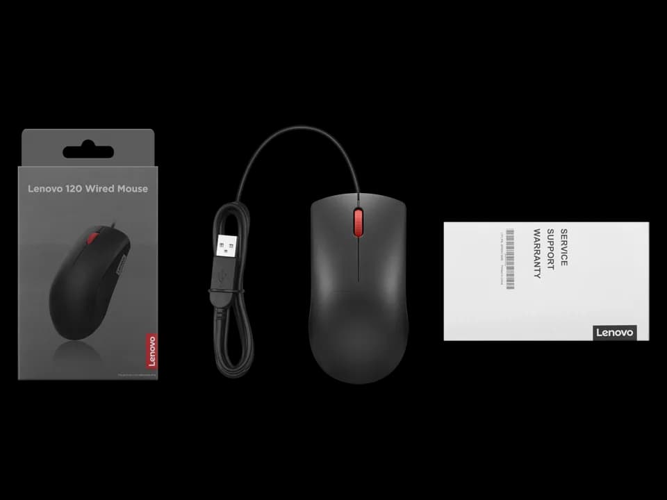 Mouse LENOVO 120, 1600 dpi, Negru — miniatură