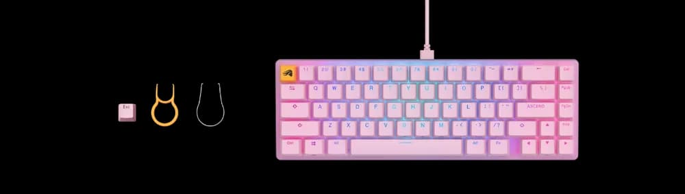 Glorious PC Gaming Race Tastatura mecanica gaming RGB GMMK 2 Compact, Fox Linear Switches, USB-C, US layout, Roz "GLO-GMMK2-65-FOX-P" — miniatură