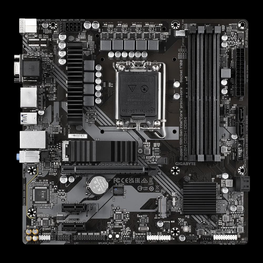 Placa de baza Gigabyte B760M DS3H, Socket 1700, DDR4, Micro-ATX — miniatură