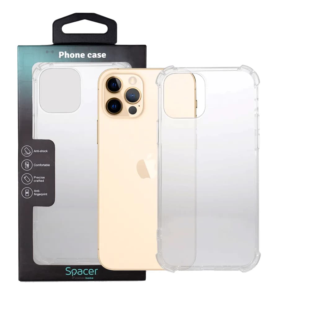 Husa Iphone 12 Pro Max Spacer, grosime 1.5mm, protectie suplimentara antisoc la colturi, material flexibil TPU, transparenta "SPPC-AP-IP12PM-CLR"