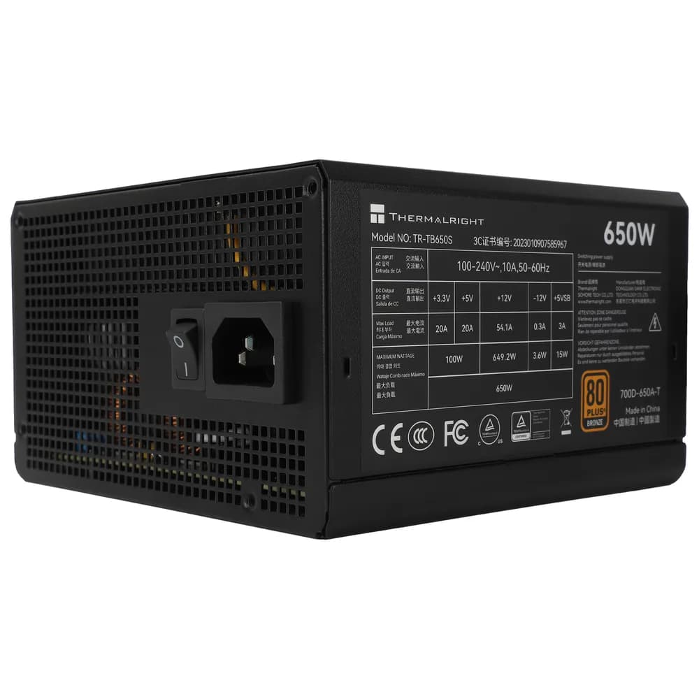SURSA Thermalright, 650W, certificare 80 Plus Gold, non-modular, fan 120mm, negru, "TR-TG 650S"