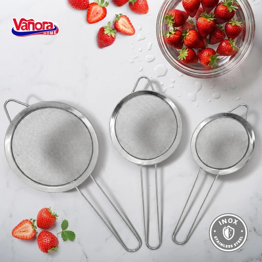 SET 3 STRECURATORI 8/10/12 CM, INOX, VANORA HOME — miniatură