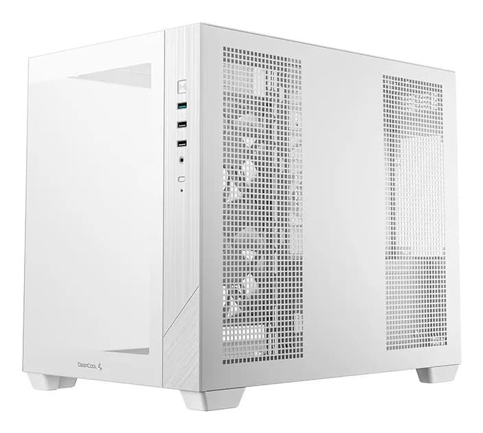 CARCASA DeepCool "CG330 3F WH", middle tower, gaming, fara sursa, suporta 9xfan, 3xfan inclus, USB 3.2 gen1 x 1, USB 2.0 x 2, audio+mic, 5 sloturi expansiune, alb, "R-CG330-WHNGM3-G" — miniatură