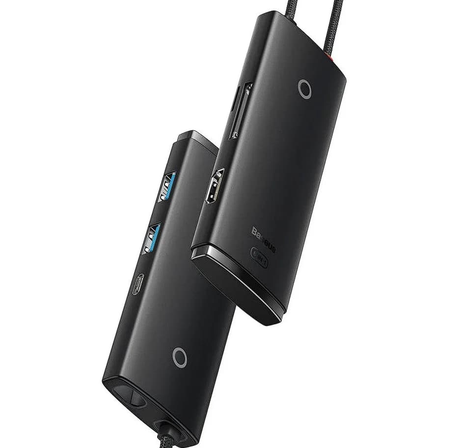 DOCKING Station Baseus Lite, conectare PC USB Type-C, USB 3.0 x 2, USB Type C x 1, HDMI x 1/4K/30Hz, card reader SD/microSD, negru "WKQX050001" - 6932172606329 — miniatură