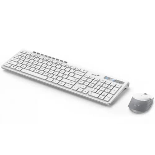 KIT wireless GENIUS, tastatura wireless 104 taste (multimedia) + mouse wireless 1200dpi, 3 butoane, BT5.3 + 2.4G, USB, alb, "SlimStar 8230" "331340015400" — miniatură