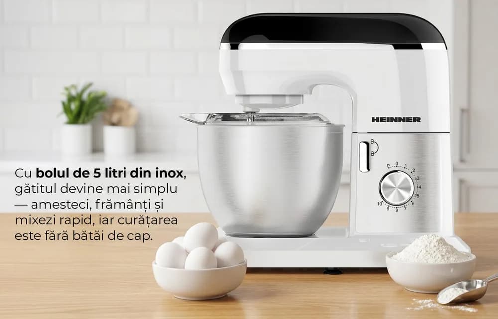 Mixer planetar Heinner GalaxyGourmet HPM-1010WHBK — miniatură