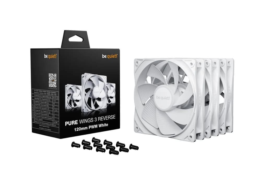 Set 3 ventilatoare be quiet "PURE WINGS 3", 120mm, 1500 RPM max, Rifle Bearing, 80 cfm, 4pin PWM, alb, "BL136" — miniatură