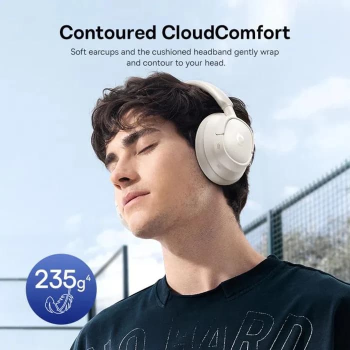 CASTI Baseus Bowie Bass BH1 NC Wireless Noise Cancelling, over ear, 40mm Dynamic Drivers, autonomie 80 ore, microfon pe casca, conectare prin Bluetooth 6.0, alb "A0203702" - 6932172697006 — miniatură