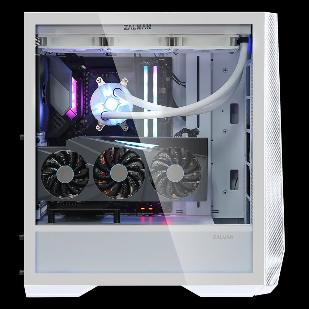 CARCASA Zalman "Z9 Iceberg", middle tower, gaming, fara sursa, suporta 7xfan, 2xfan inclus, PSU shroud, USB Type-C x 1, USBx4, audio+mic, 7 sloturi expansiune + 3 verticale, alb, "Z9 Iceberg White" — miniatură