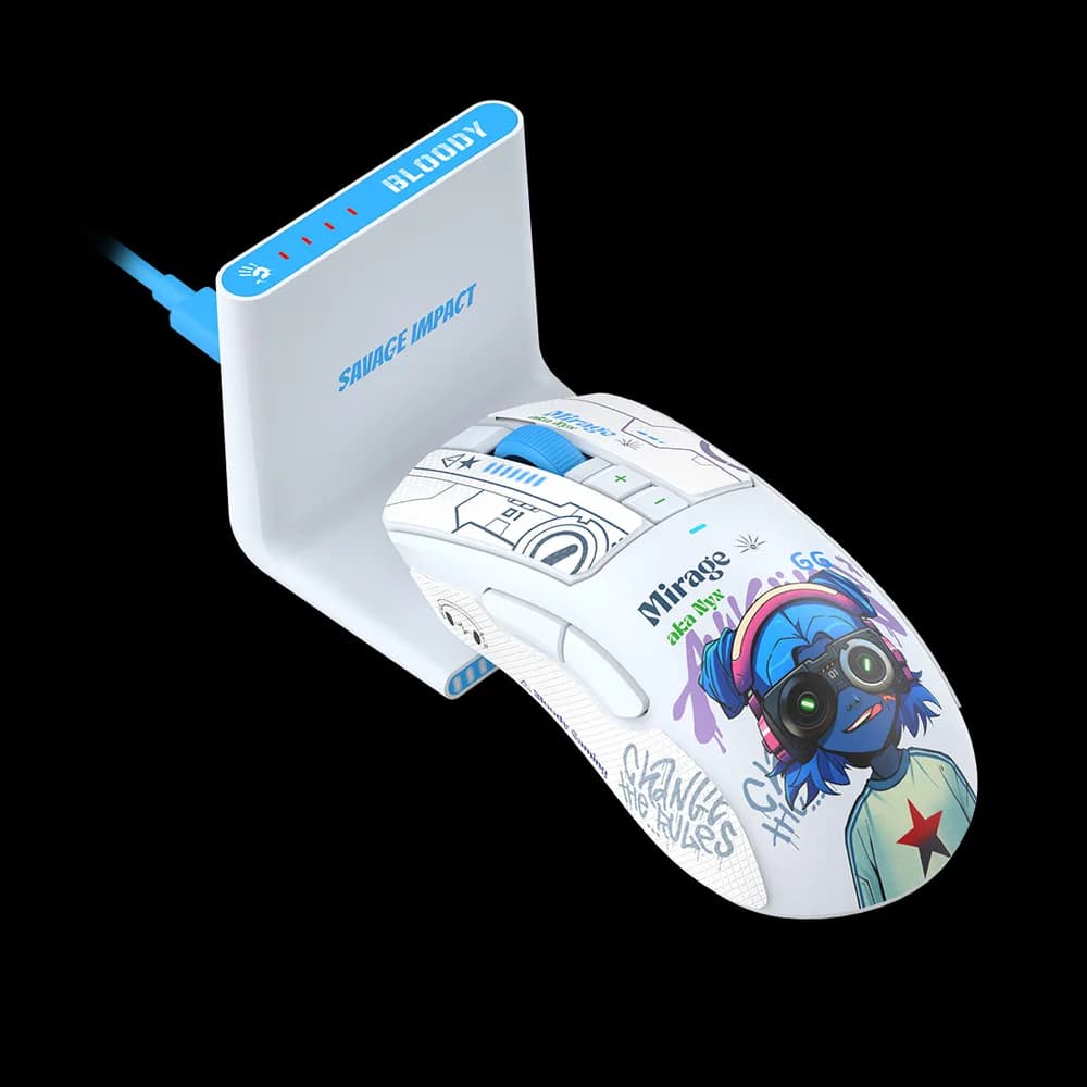 Mouse A4Tech, gaming, Bloody WaveLink Full Speed Dual Mode Wireless USB Type-C/Charging Dock /Nyx Mirage, "R73UltraDuo Nyx Mirage" 4711421 002363 — miniatură