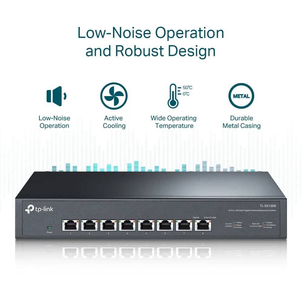 SWITCH TP-LINK 8 porturi 10G carcasa metalica "TL-SX1008" — miniatură