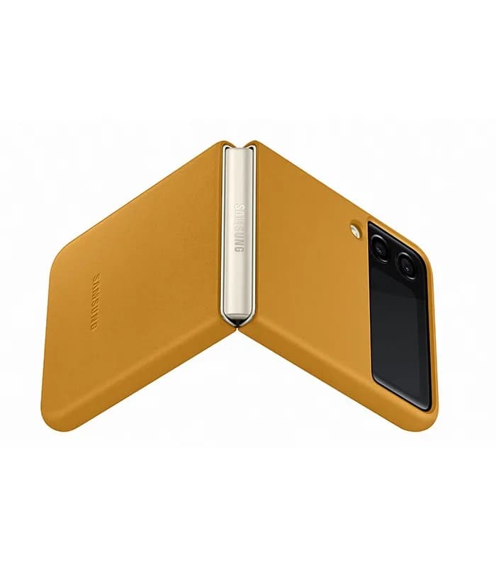 HUSA Smartphone Samsung, pt Galaxy Z Flip3, tip back cover (protectie spate), piele, ultrasubtire, galben, "EF-VF711LYEGWW" — miniatură