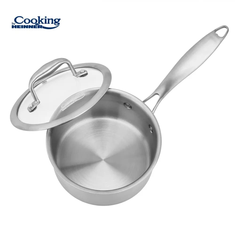CASEROLA INOX+CAPAC STICLA 16x8.5CM,1.6L, ATOMIC3, COOKING BY HEINNER — miniatură