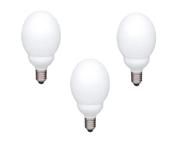 SET 3 becuri fluorescent Panasonic, soclu E27, putere 13W, forma sferic, lumina alb rece, alimentare 220 - 240 V, "EFG13E672V-3"