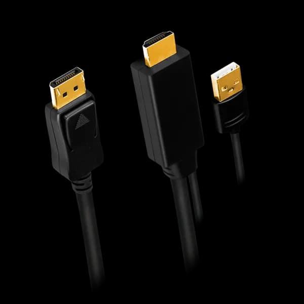 CABLU video LOGILINK, HDMI (T) 1.4 + USB (T) la DisplayPort (T) 1.2, 2m, conectori auriti, rezolutie maxima 4K (3840 x 2160) la 30 Hz, plastic, triplu ecranaj, USB powered, negru, "CH0091" — miniatură