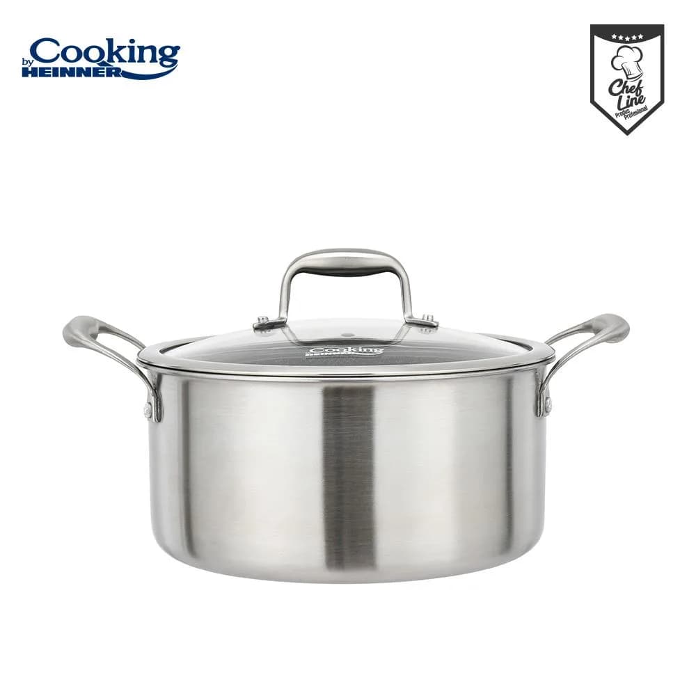 SEMIOALA INOX+CAPAC STICLA IN 3 STRATURI 24x12 CM, 5 L, TITANIUM3, COOKING BY HEINNER — miniatură