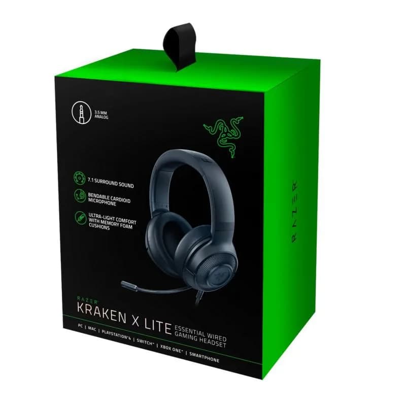 Casti Gaming Head-band Razer Kraken X Lite, Wired, noise-canceling, Negru — miniatură