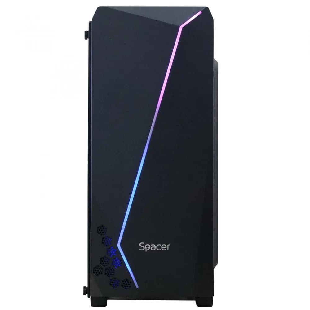 Carcasa SPACER SPCS-GC-FLASH, RGB, Mid Tower, Black — miniatură