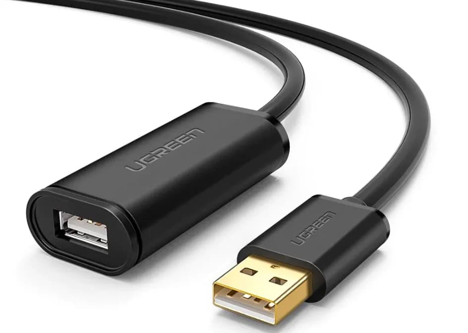 CABLU USB Ugreen prelungitor, "US121" USB 2.0 (T) la USB 2.0 (M), conectori auriti, 10m, negru, "10321" - 6957303813216