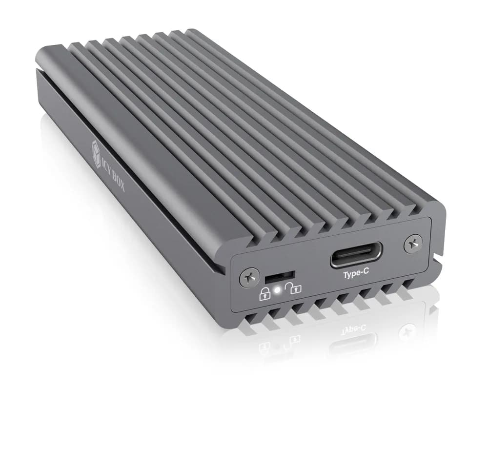 RACK extern Icy Box, pt. SSD, 1xM.2 SSD la USB 3.1 gen2-C,pana la 10Gbit/s, 22x30/ 42/ 60/ 80, aluminiu,radiator aluminiu+pad silicon,prot.scriere, negru, "IB-1817M-C31"