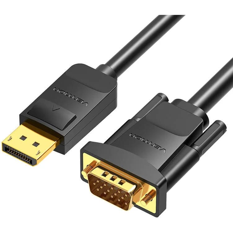 Cablu video Vention, DisplayPort(T) la VGA(T), 2m, rezolutie maxima 1080p la 60 Hz, conectori auriti, cupru, invelis PVC, negru, "HBLBH" - 6922794746770