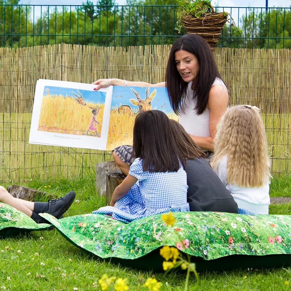 Pernă de podea puf cu imprimeu Pajiște naturală – 100cm x 125cm — miniatură