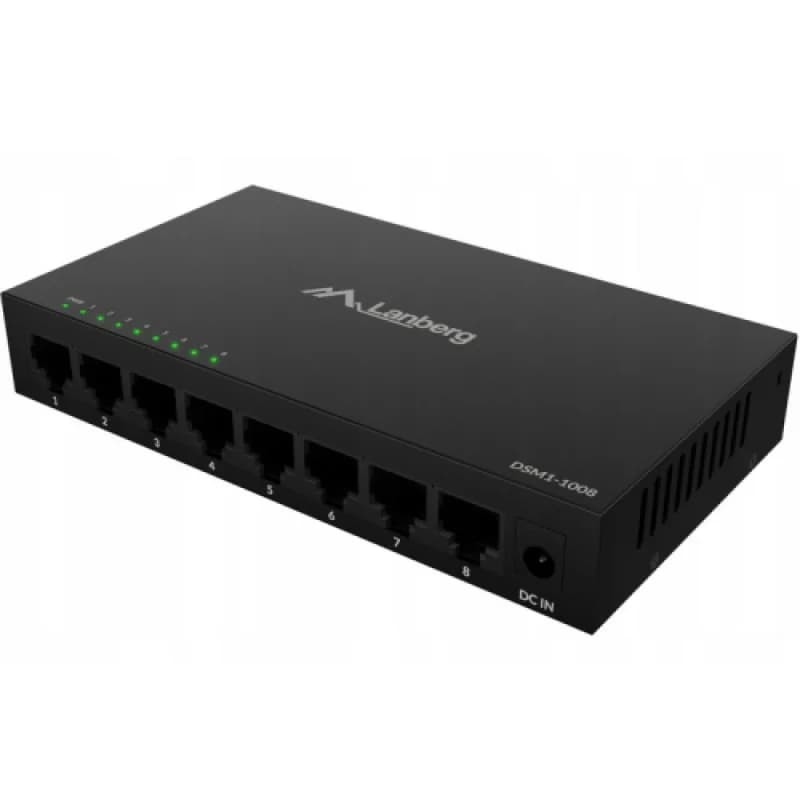 Switch Lanberg DSM1-1005, 8 porturi 1000BASE-T, Unmanaged, maxiumum network link speed 1GB/S, latime de banda suportata 10 Gbps, negru