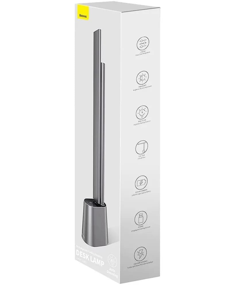 LAMPA BIROU LED Baseus Smart Eye Series,5W, dimensiuni: 350*53*382mm, 3 trepte intensitate lum,mat ABS+PC+aliaj de aluminiu,rotire 180 grade,alimentare:cablu USB-C inclus,gri "DGZG-0G"-6953156204997 — miniatură