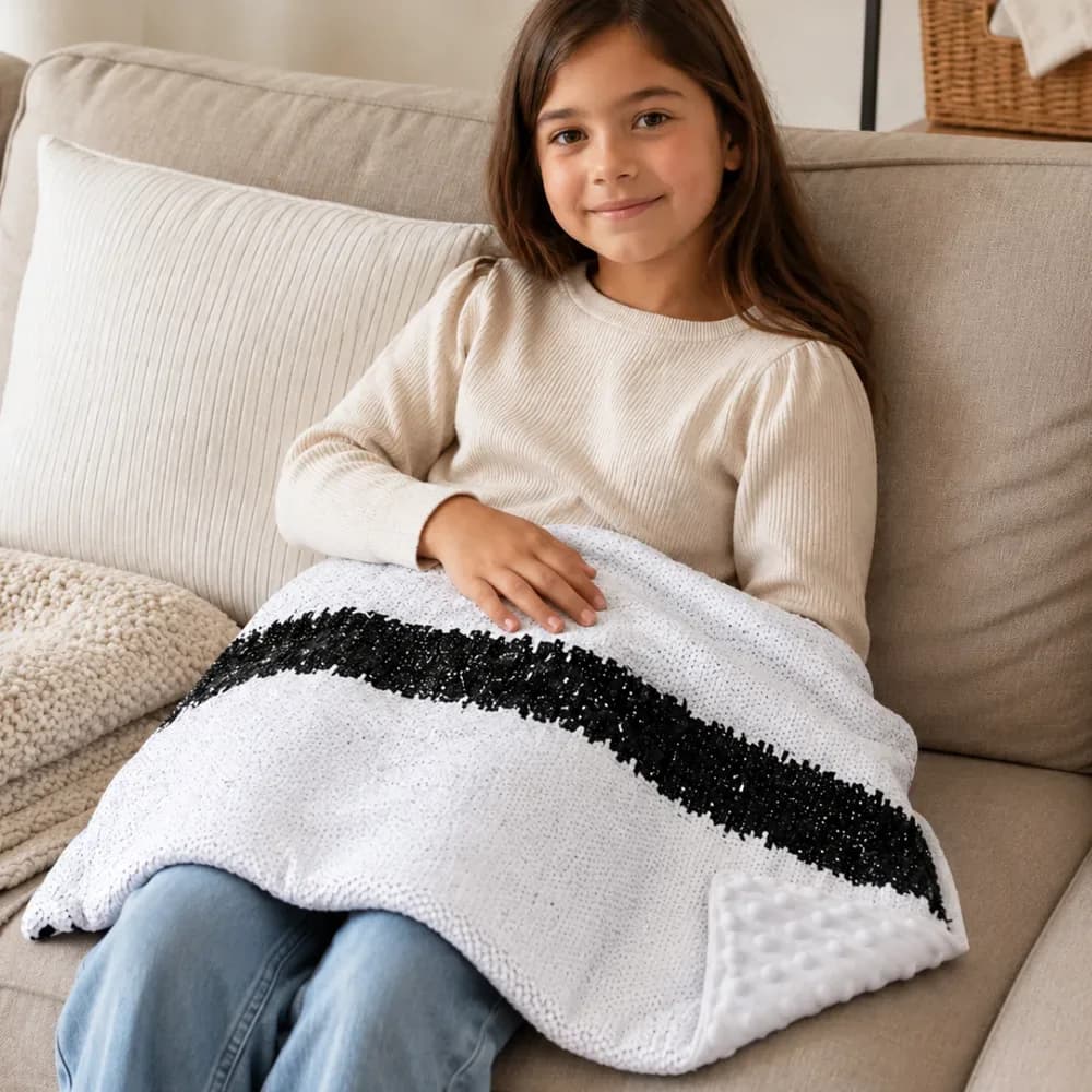 Pernă de poală cu greutate și paiete 3 kg – Alb și negru