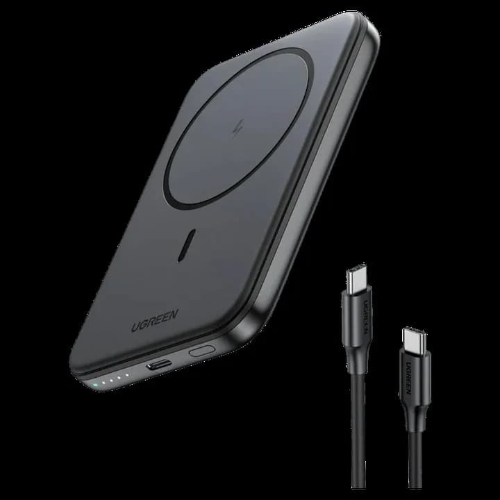 POWER BANK Ugreen "PB561" Magnetic Wireless, 10000mAh, 20W, 1 x USB Type-C output/input, 15W wireless charging, negru, "25919" - 6941876229192
