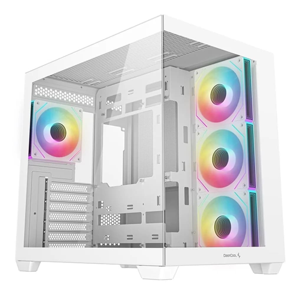 CARCASA DeepCool "CG530 4F WH", middle tower, gaming, fara sursa, suporta 14xfan, 4xfan inclus, USB Type-C x 1, USB 3.2 gen1 x 2, audio+mic, 7 sloturi expansiune, alb, "R-CG530-WHADA4-G-1"