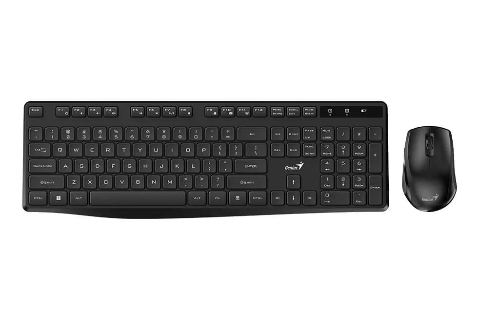 KIT wireless GENIUS, tastatura wireless 104 taste (slim) + mouse wireless 1200dpi, 3 butoane, 11 taste functii multimedia, black, "KM-8206S", SmartGenius app "31340017400"