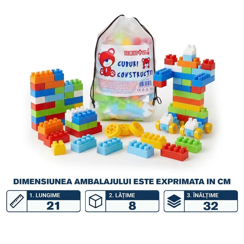 Cuburi constructii ambalaj mare, 320 piese/570g - ROBENTOYS — miniatură