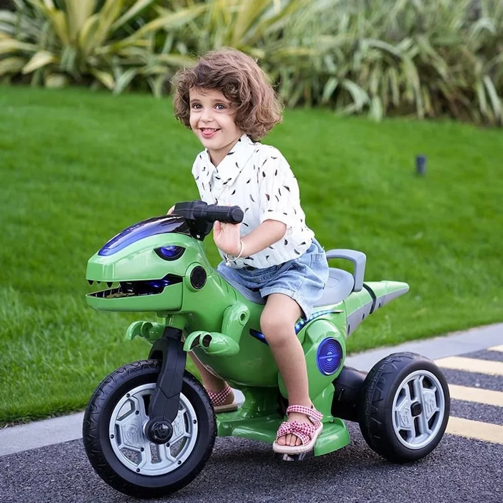 Motocicleta dinozaur cu acumulator, 2 motoare, 12V, 5A — miniatură