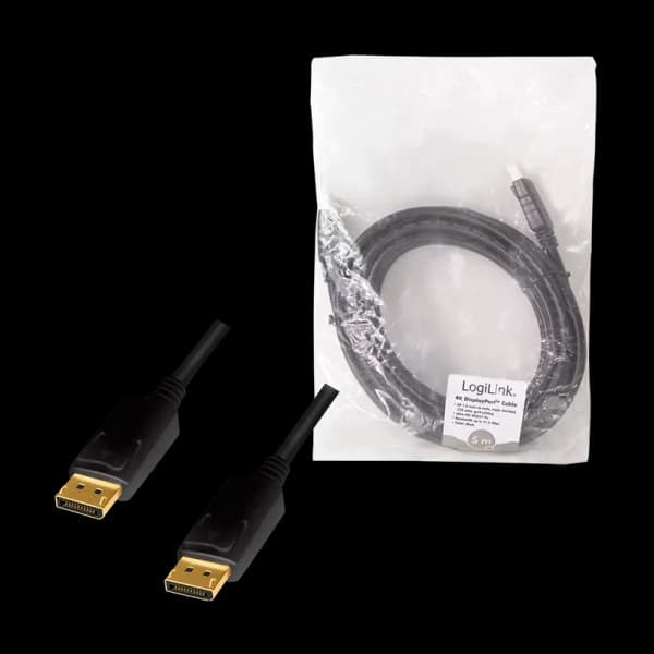 CABLU video LOGILINK, DisplayPort (T) la DisplayPort (T) 1.2, 5m, conectori auriti, rezolutie maxima 4K (3840 x 2160) la 60 Hz, plastic, triplu ecranaj, CCS, negru, "CD0103" — miniatură
