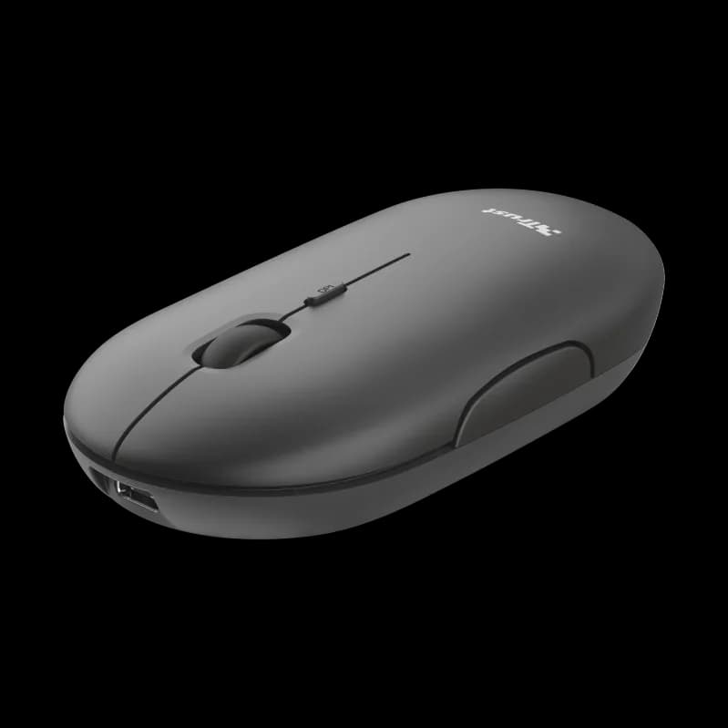 Mouse Wireless Trust Puck Rechargeable Wireless Ultra-Thin Mouse, 1600 dpi, Negru
