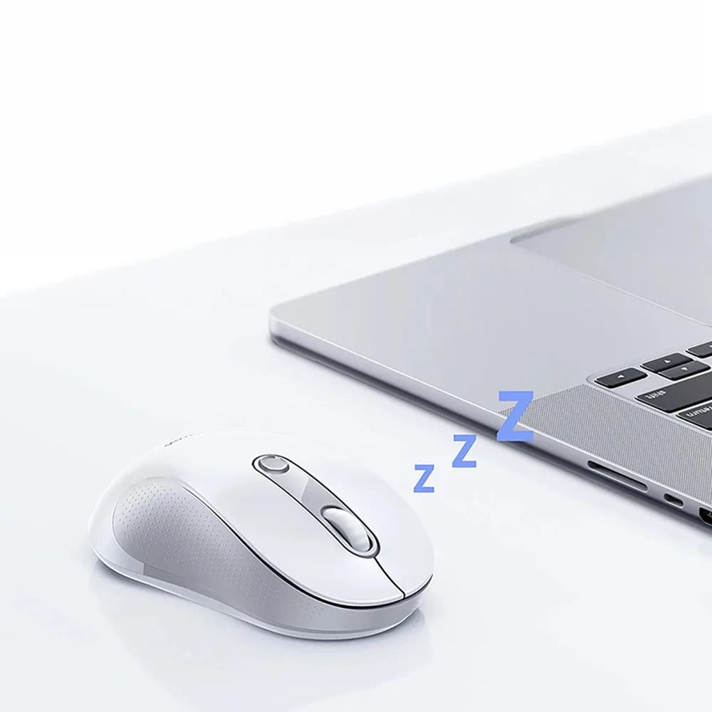 MOUSE Baseus F02 PC sau NB wireless, bluetooth, optic, 800/ 1200/1600 dpi, click silentios, butoane/scroll 4/1, alb, "B0203202" - 6932172693336 — miniatură