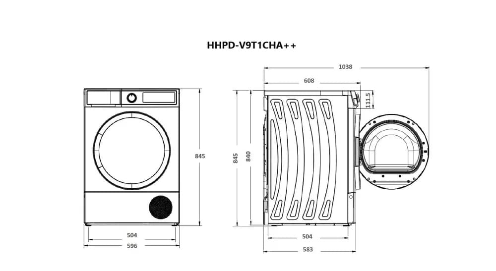 Uscator de rufe HEINNER HHPD-V9T1CHA++, 9 kg, Clasa: E, Alb — miniatură